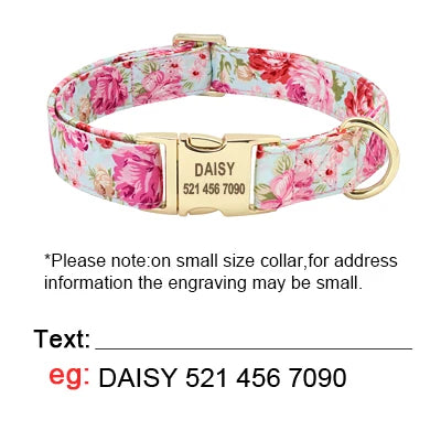 Personalized Printed Dog Collar Leash Set