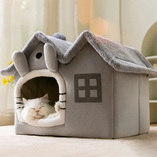 Foldable Winter Cat & Dog Cave Bed