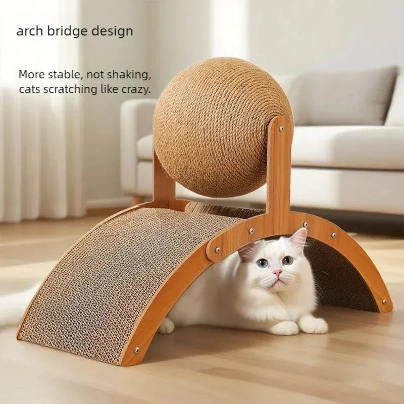 2 In 1, Cat Scratching Ball Wooden Scratcher
