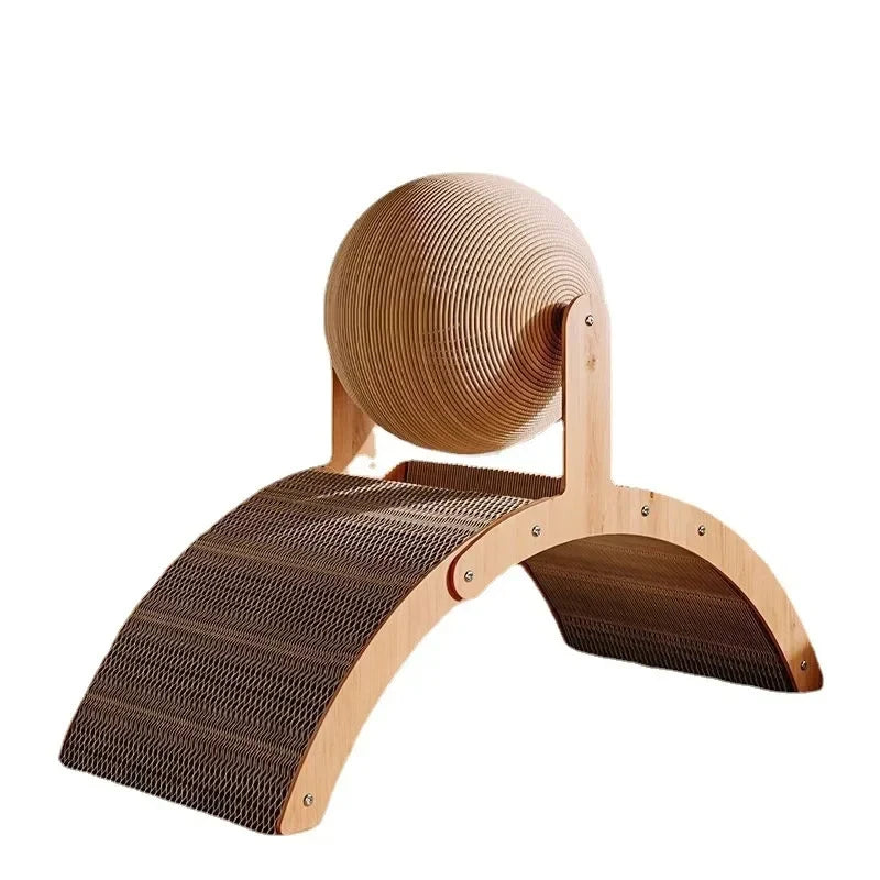 2 In 1, Cat Scratching Ball Wooden Scratcher