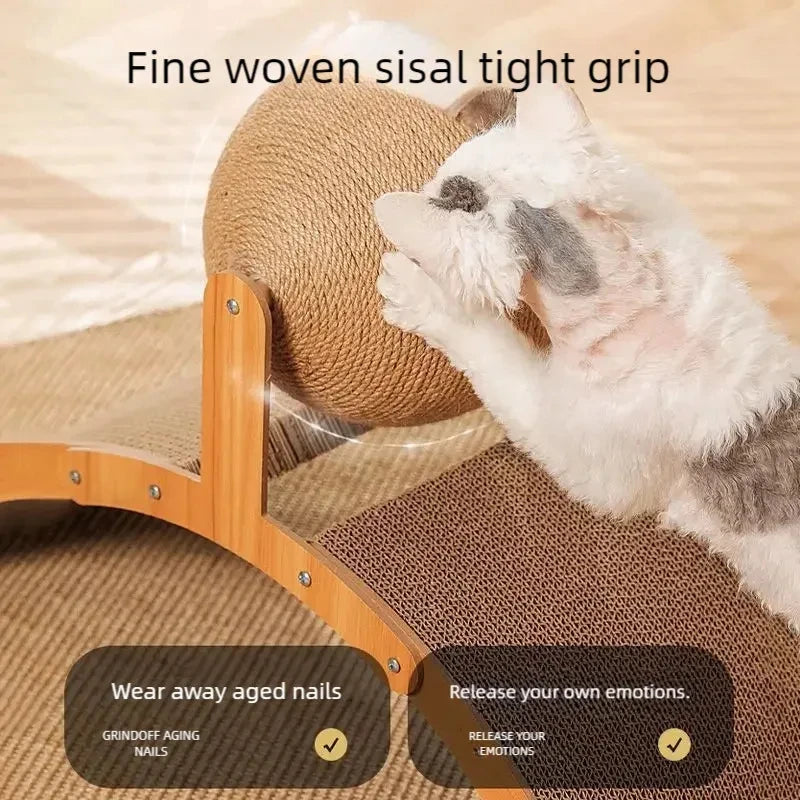 2 In 1, Cat Scratching Ball Wooden Scratcher