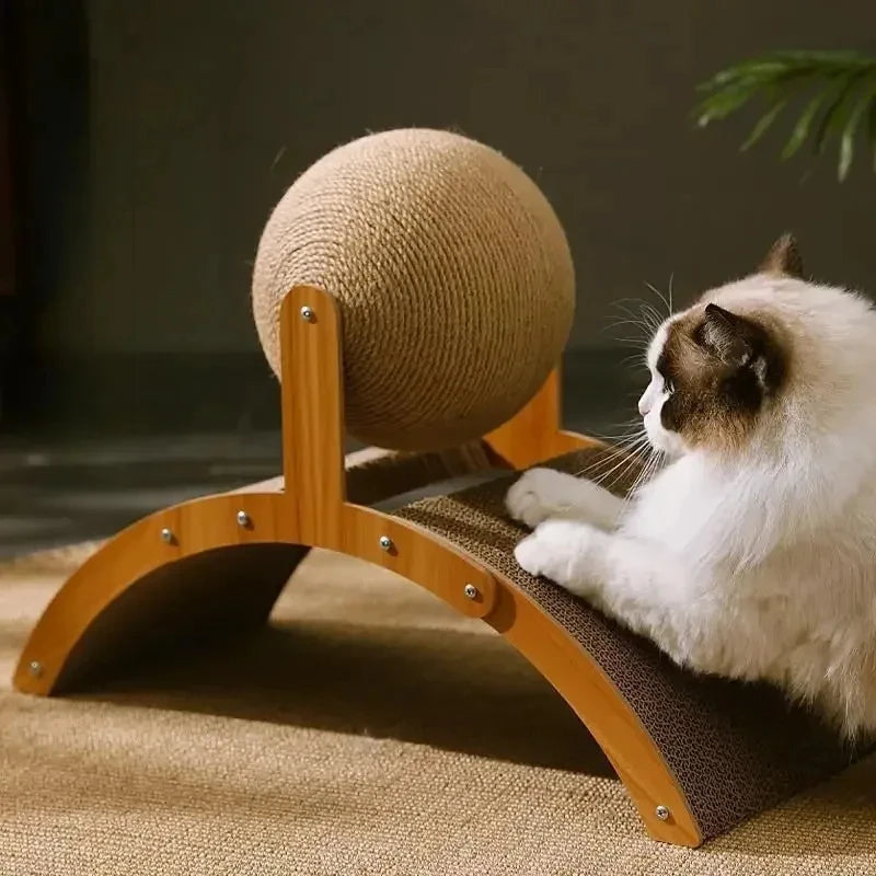2 In 1, Cat Scratching Ball Wooden Scratcher