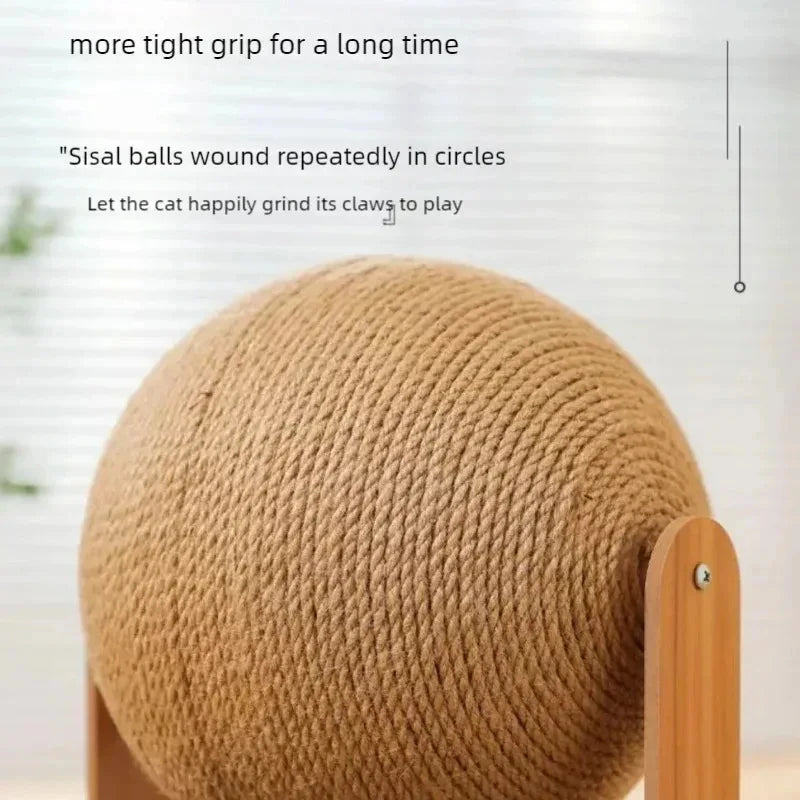 2 In 1, Cat Scratching Ball Wooden Scratcher