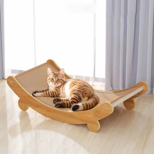 Wooden Cat Scratching Recliner