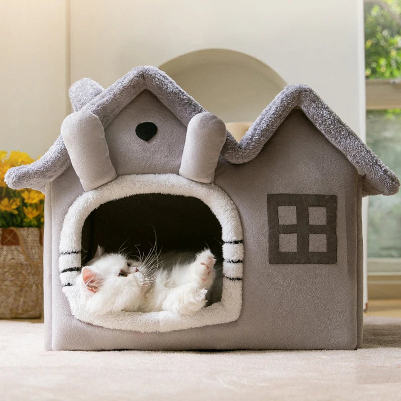 Foldable Winter Cat & Dog Cave Bed