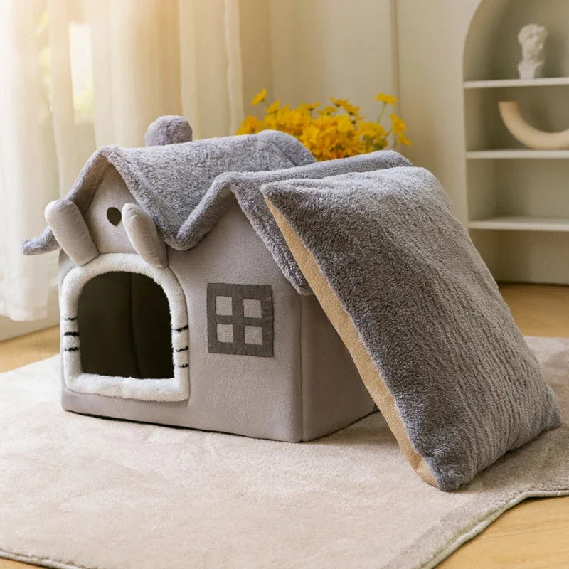 Foldable Winter Cat & Dog Cave Bed